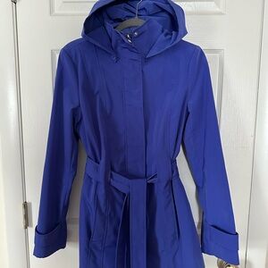 Women's Blue Hooded Trench Coat